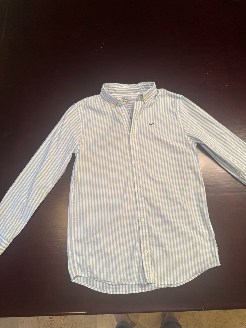 Vineyard Vines Boys Light Blue and White Striped Button-Down Shirt